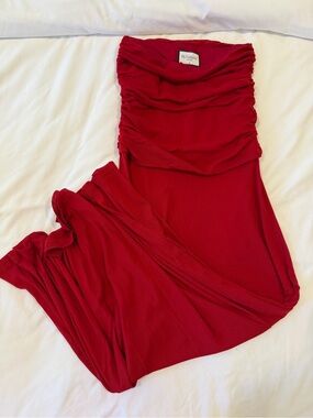 Runaway the Label Red Ruched Maxi Skirt